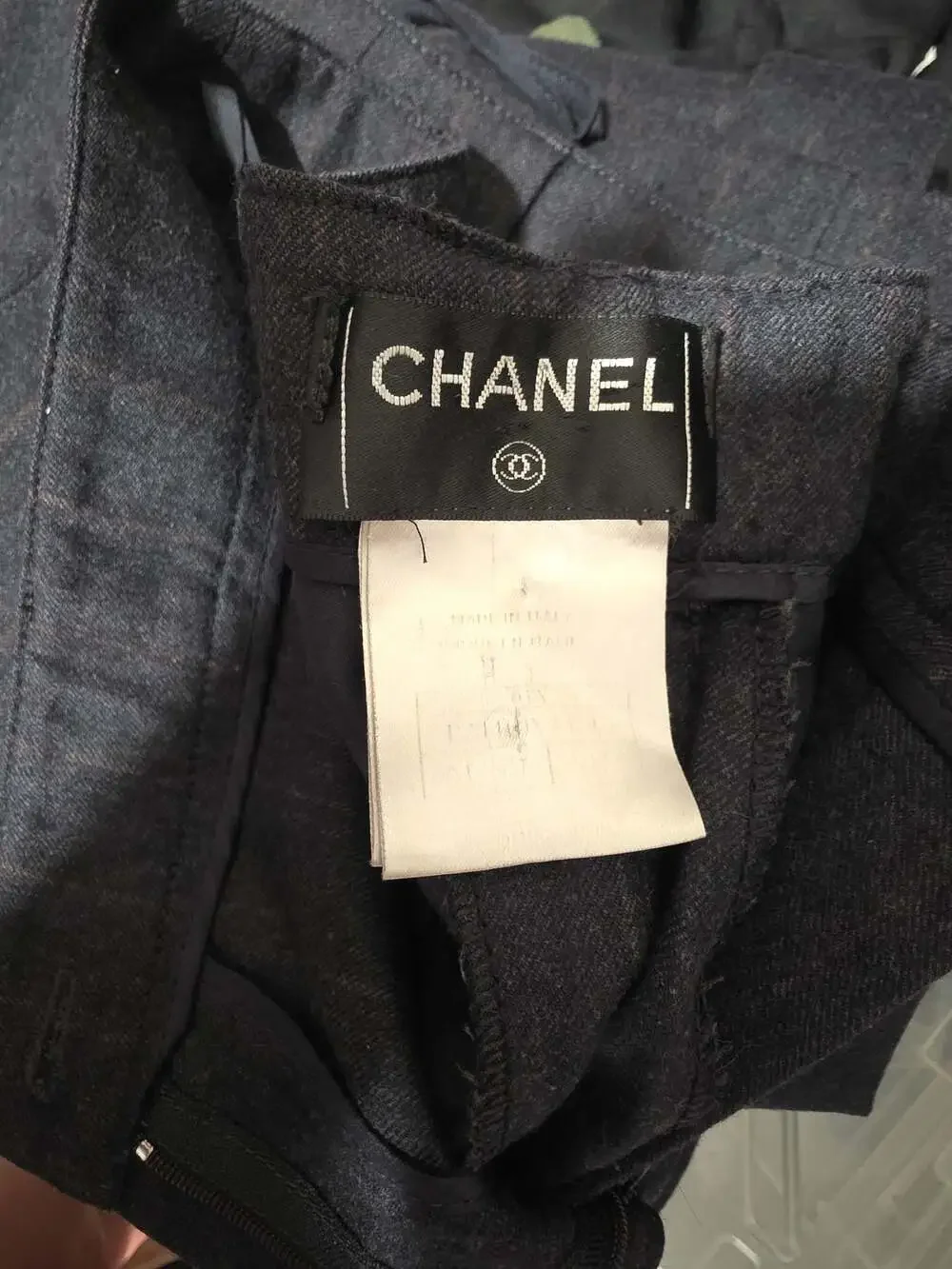 Chanel Pinstripe Wool Cashmere Dress Pants Trousers